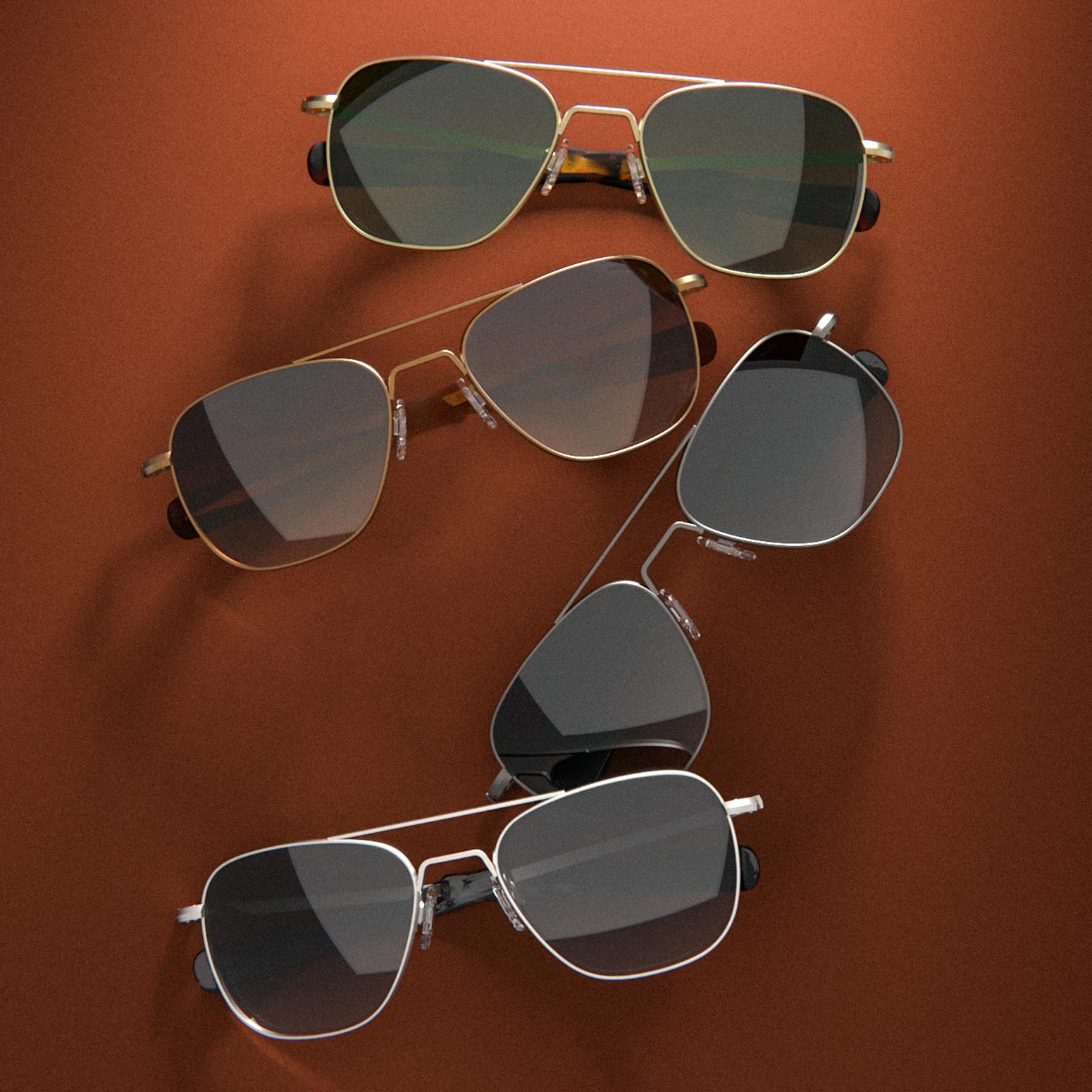 [22k Satin Chocolate Gold & Cape Sand Polarized Gradient Nylon Lens]