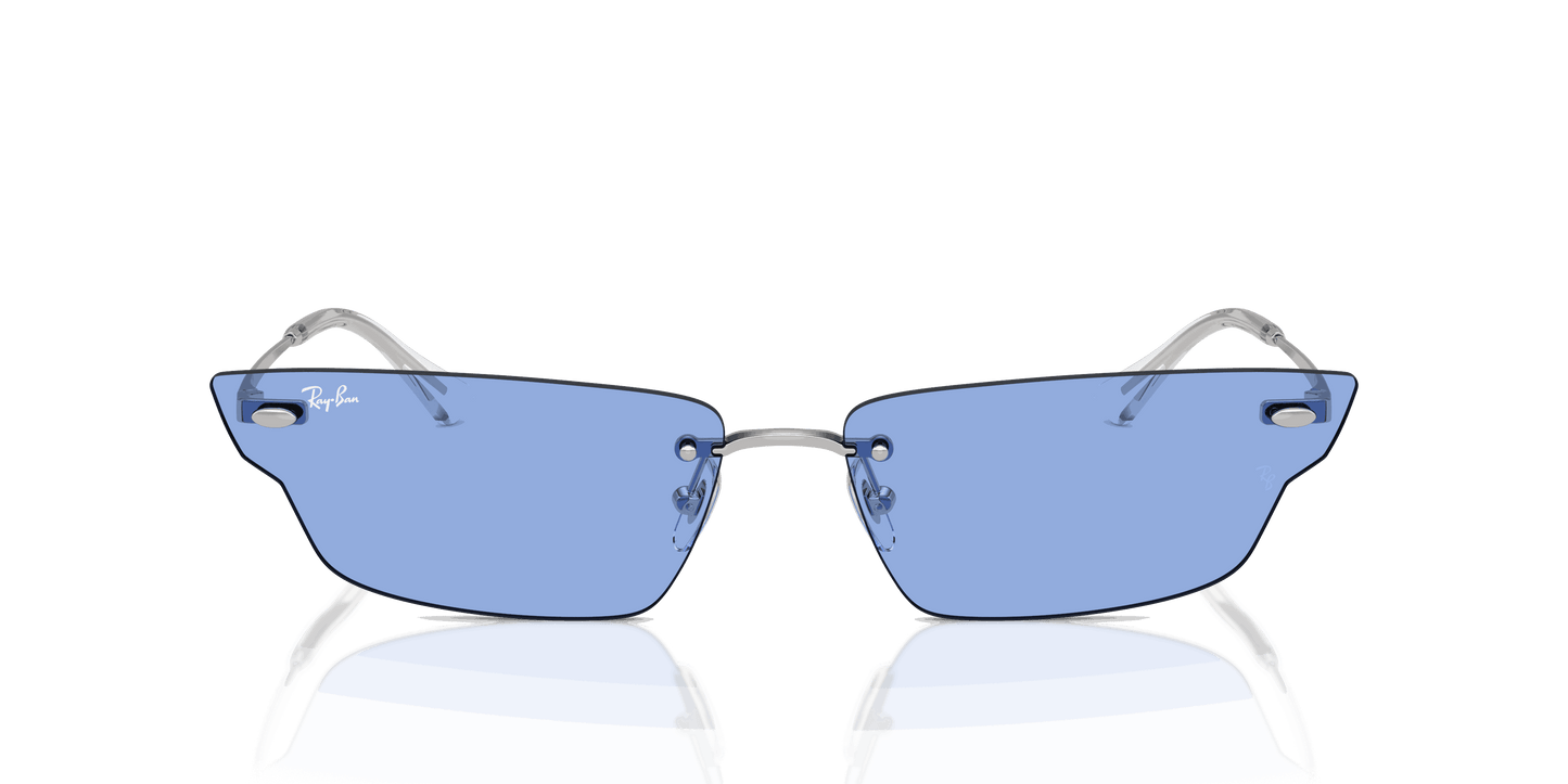 [Blue Lenses, Polished Silver Frame]