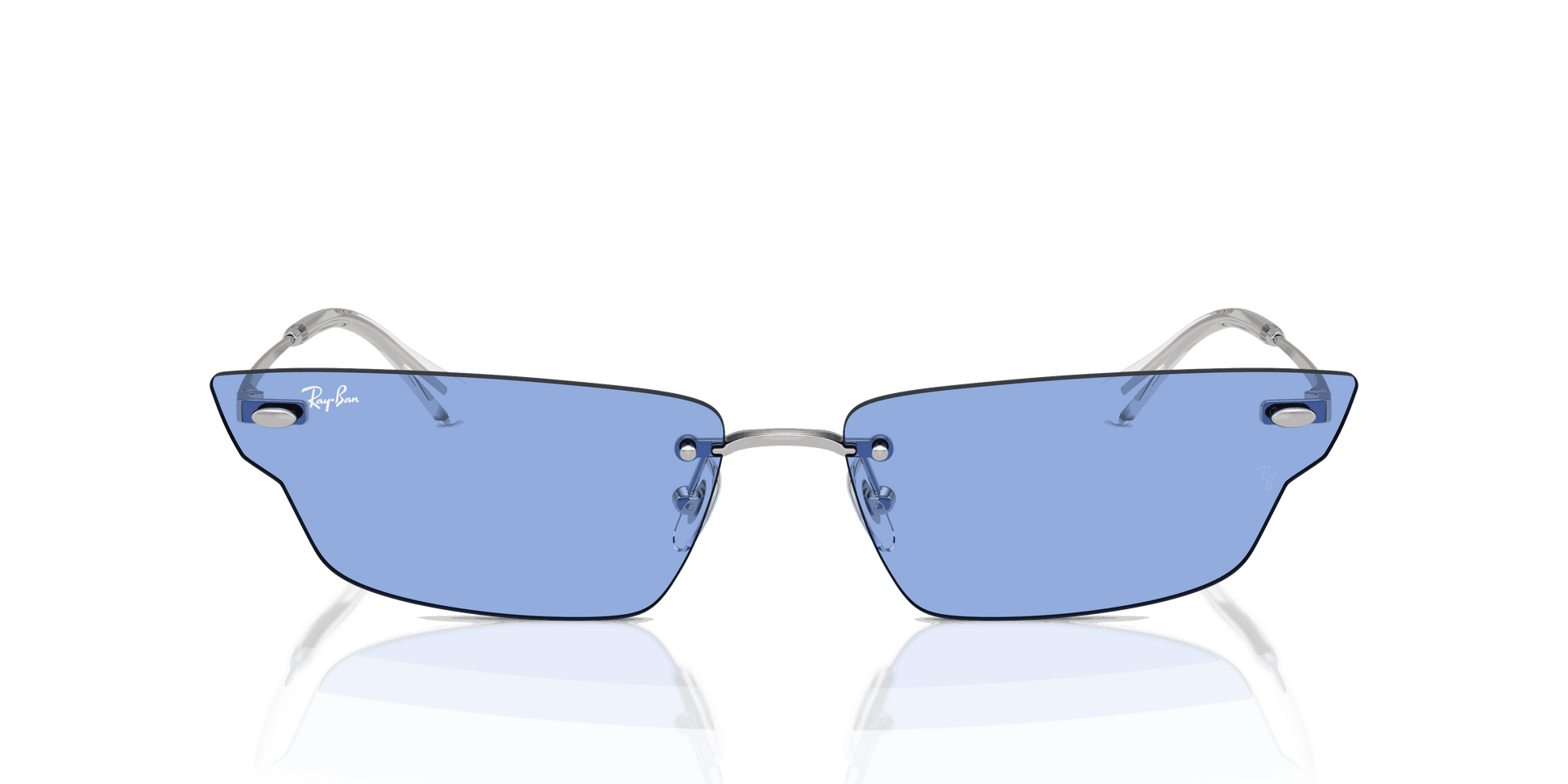 [Blue Lenses, Polished Silver Frame]
