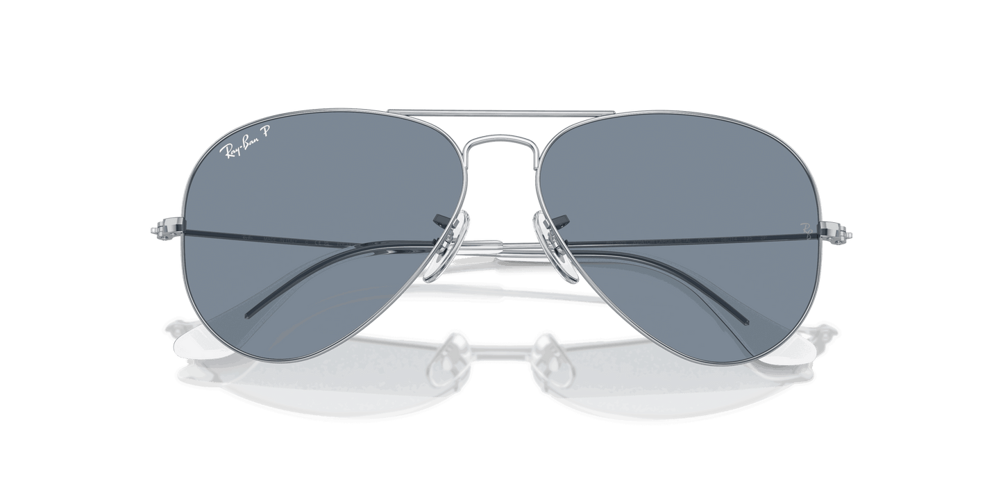 [Blue Lenses, Polished Silver Frame]