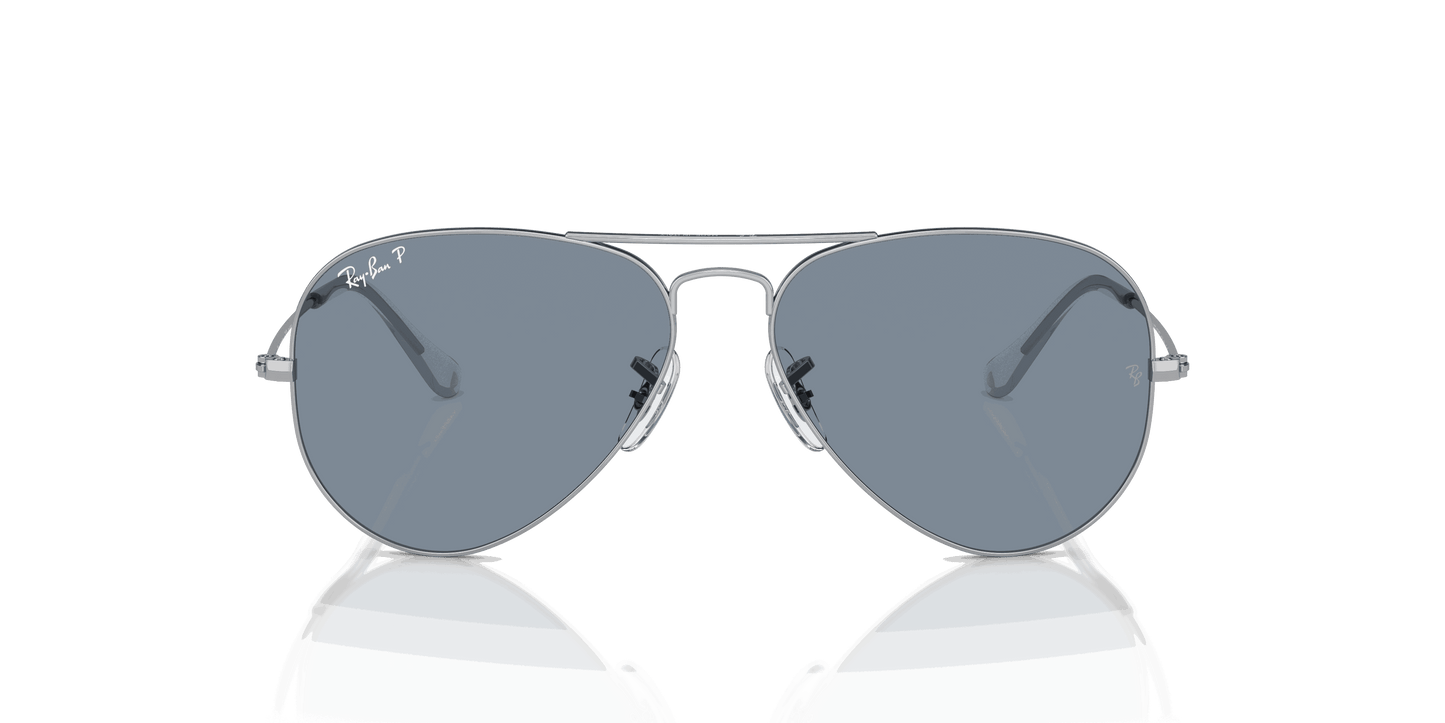 [Blue Lenses, Polished Silver Frame]