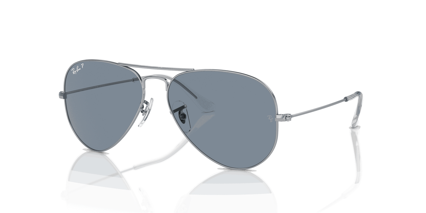 [Blue Lenses, Polished Silver Frame]