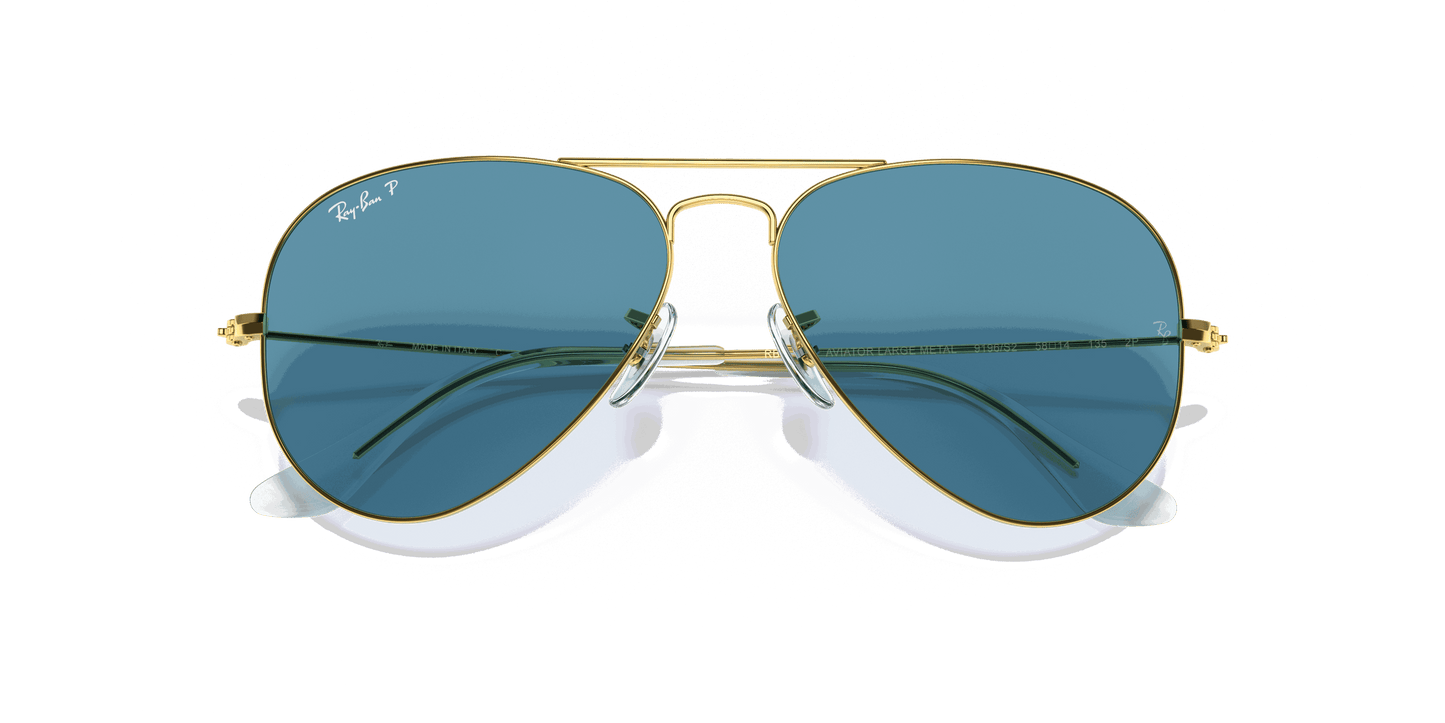 [Blue Lenses, Polished Gold Frame]