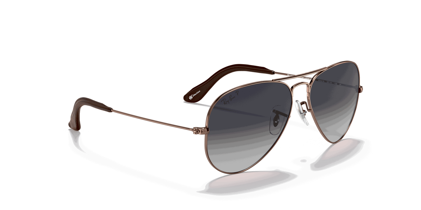 [Polarized Blue/Grey Gradient Lenses, Polished Copper Frame]