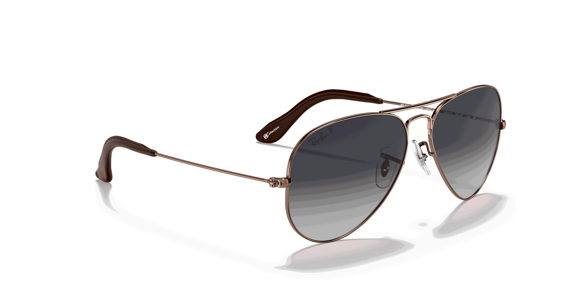[Polarized Blue/Grey Gradient Lenses, Polished Copper Frame]