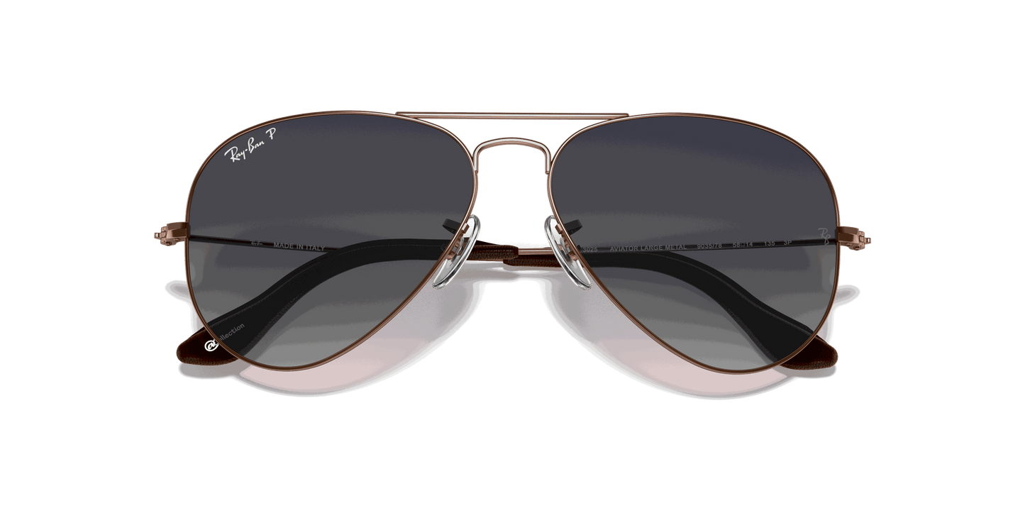 [Polarized Blue/Grey Gradient Lenses, Polished Copper Frame]