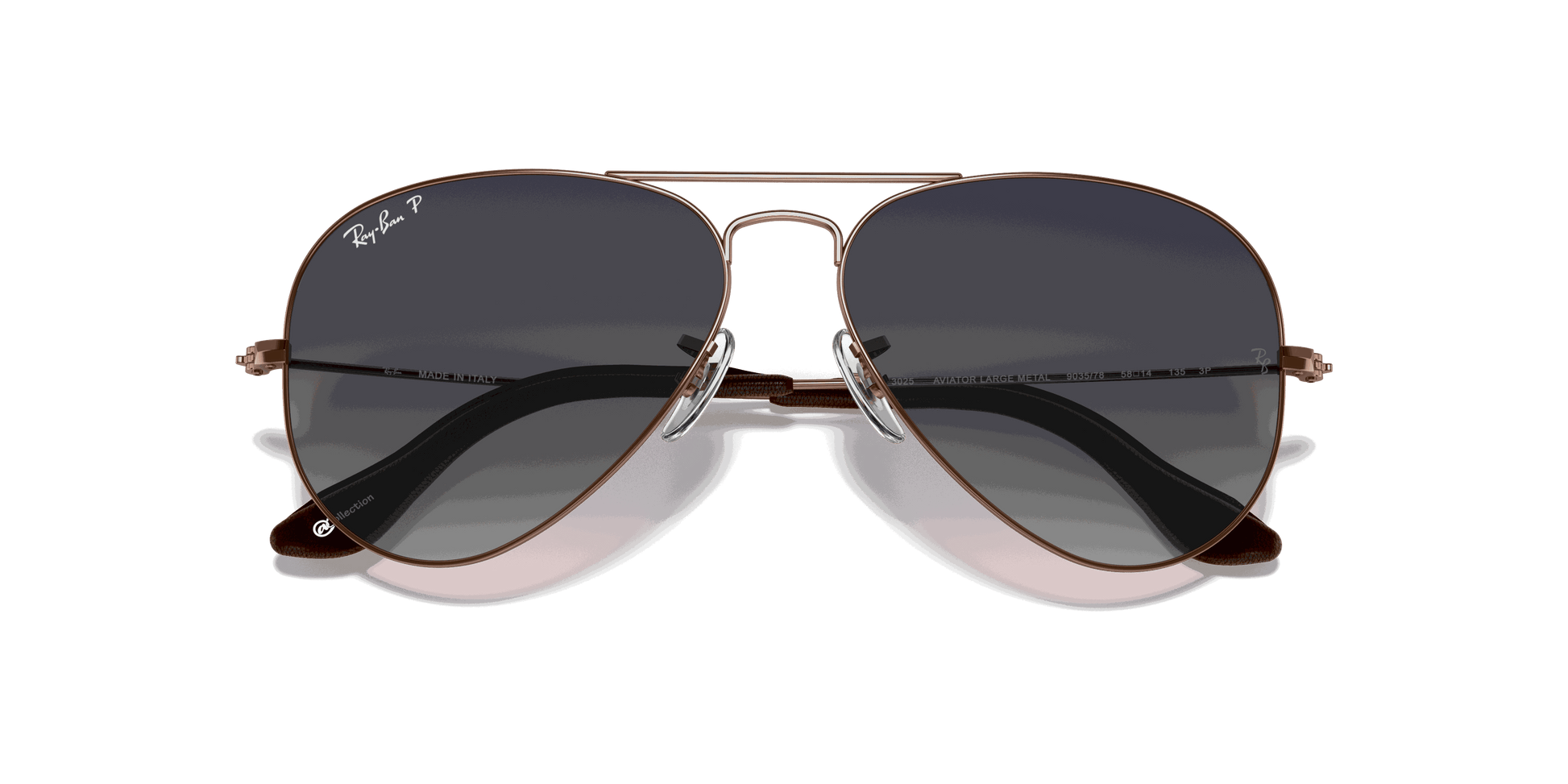 [Polarized Blue/Grey Gradient Lenses, Polished Copper Frame]