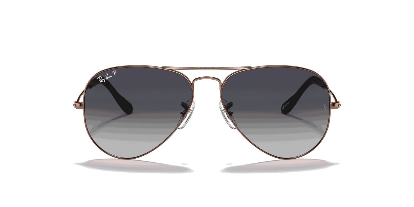 [Polarized Blue/Grey Gradient Lenses, Polished Copper Frame]