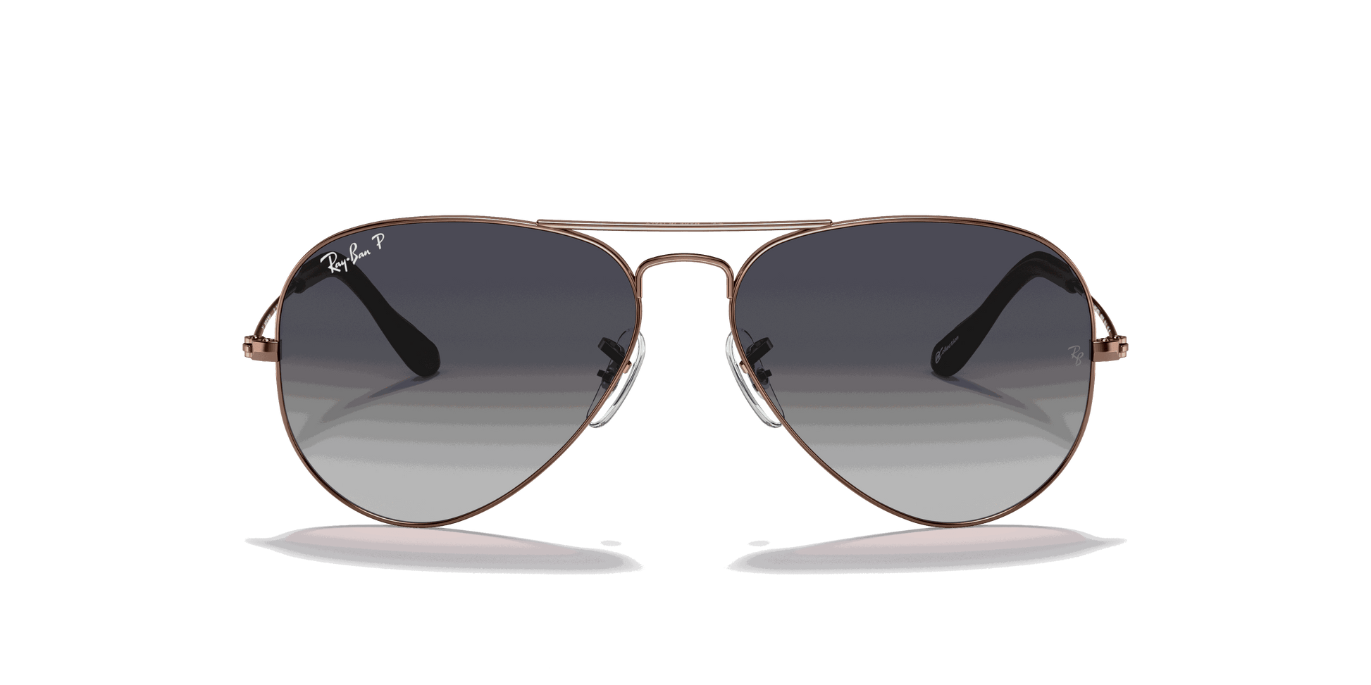 [Polarized Blue/Grey Gradient Lenses, Polished Copper Frame]