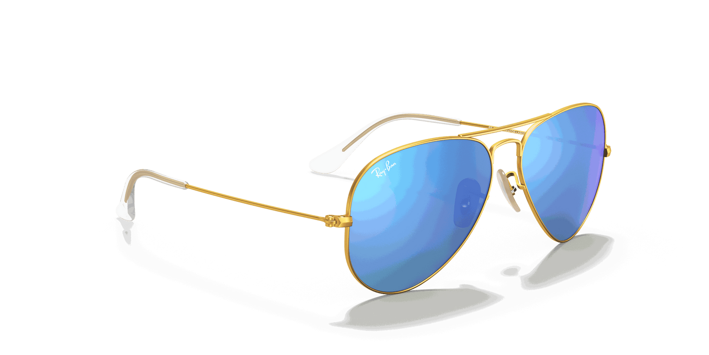 [Blue Flash Lenses, Matte Gold Frame]