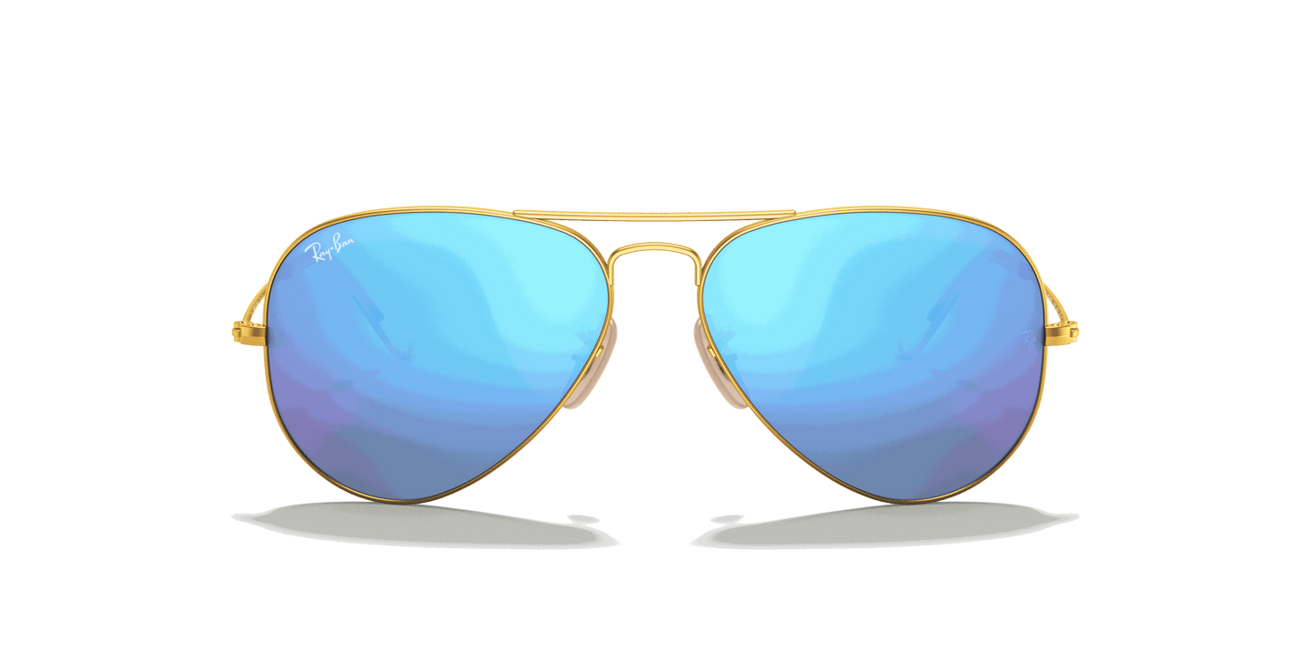 [Blue Flash Lenses, Matte Gold Frame]