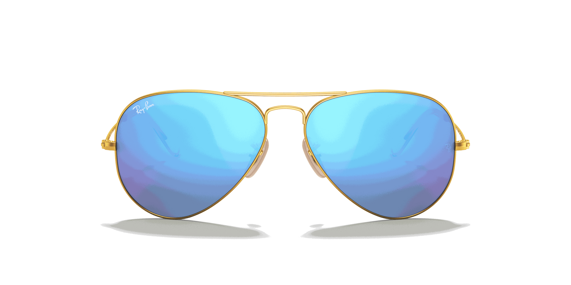 [Blue Flash Lenses, Matte Gold Frame]