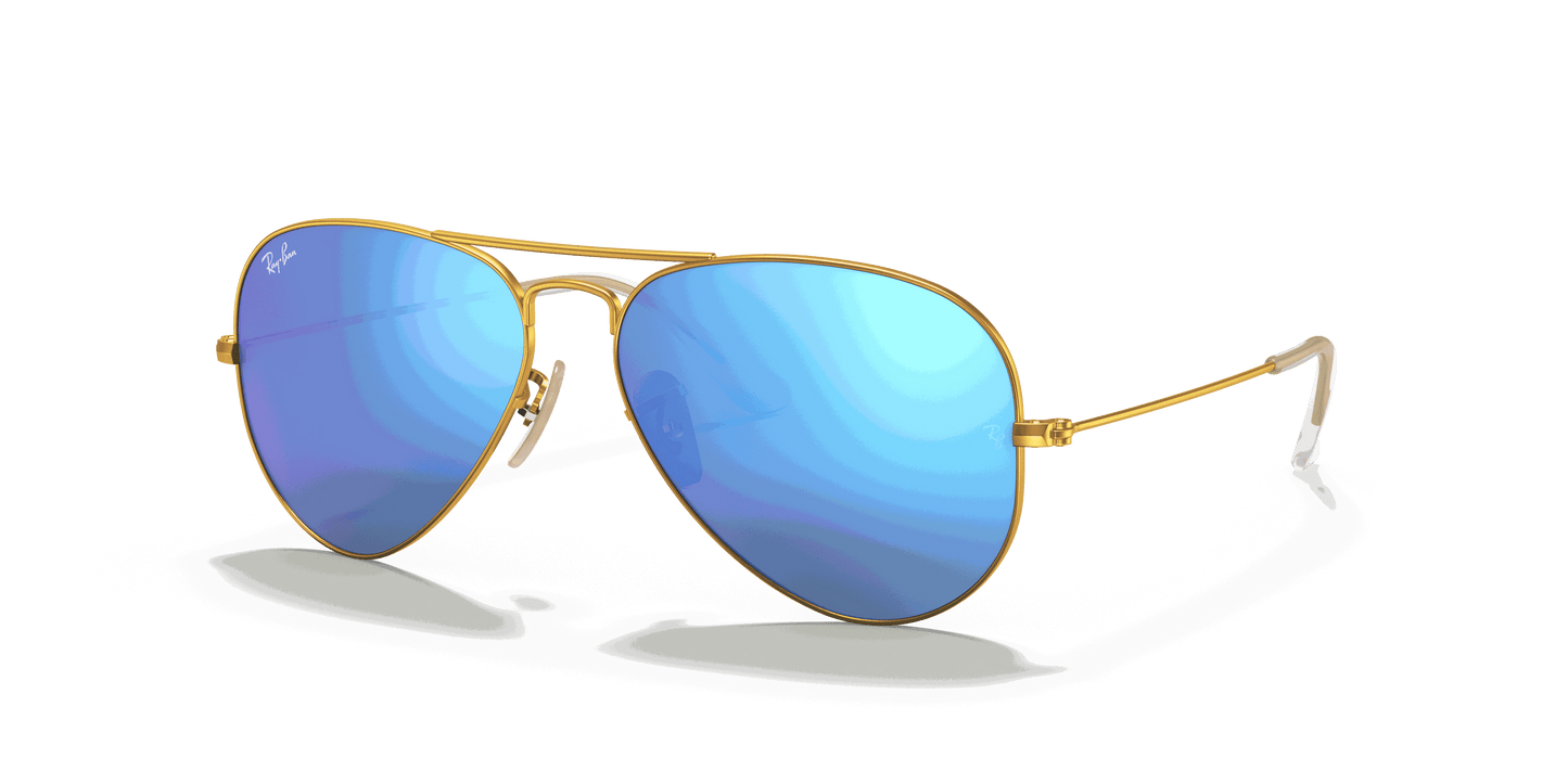 [Blue Flash Lenses, Matte Gold Frame]