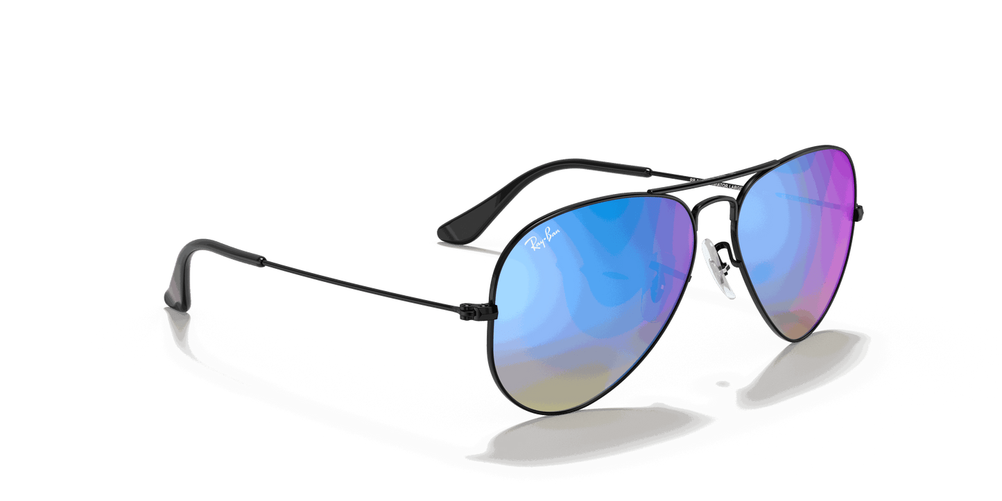 [Blue Flash Lenses, Polished Black Frame]