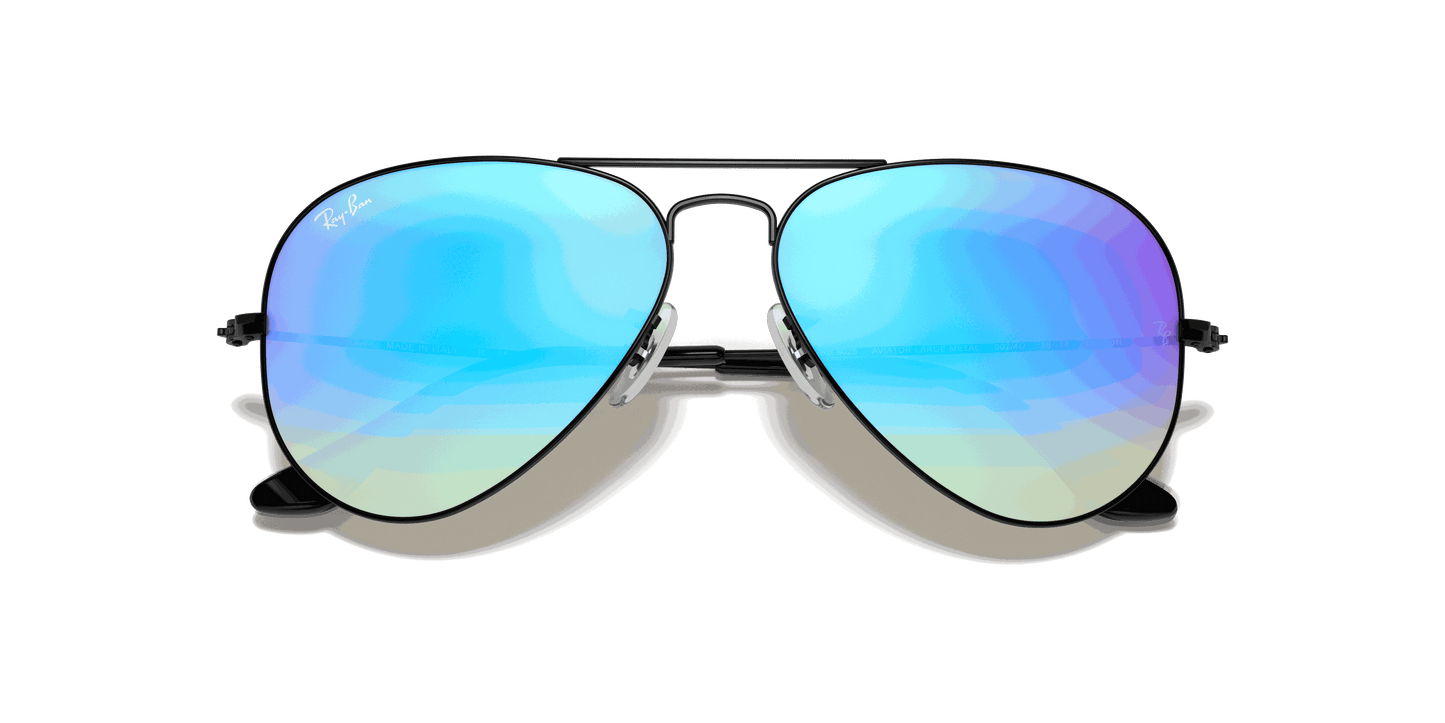 [Blue Flash Lenses, Polished Black Frame]
