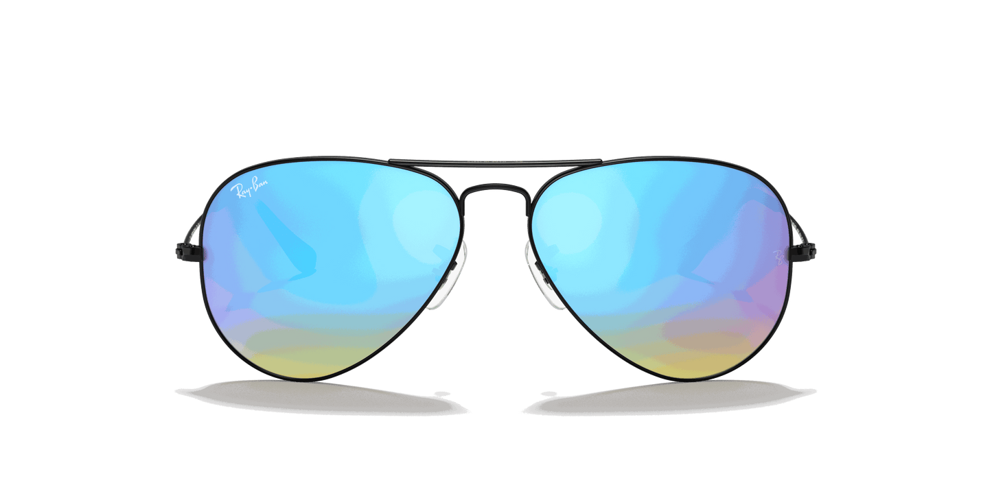 [Blue Flash Lenses, Polished Black Frame]