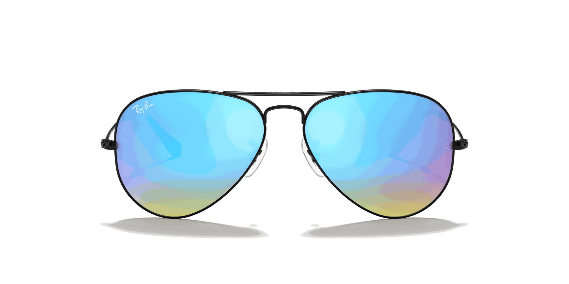 [Blue Flash Lenses, Polished Black Frame]