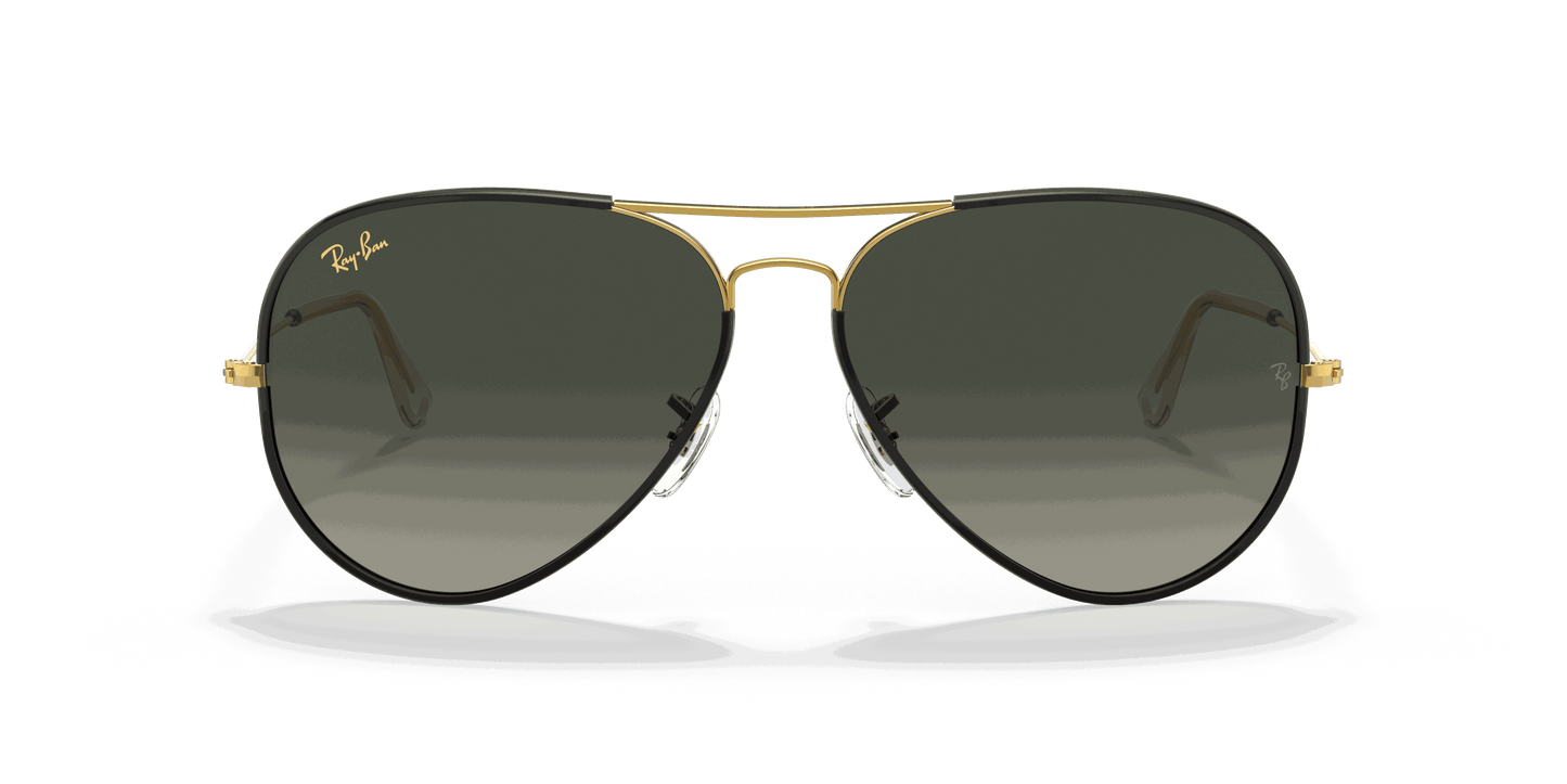 [Grey Gradient Lenses, Polished Black On Gold Frame]