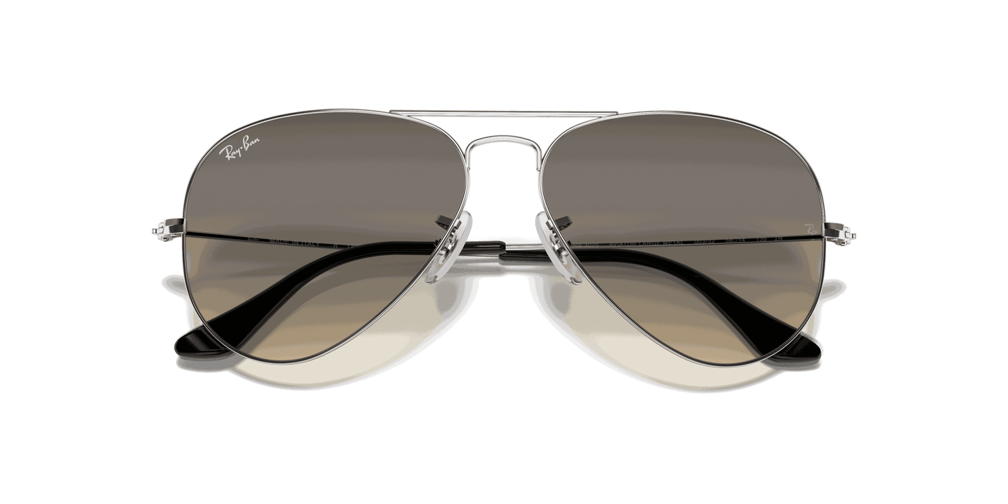 [Grey Gradient Lenses, Polished Silver Frame]