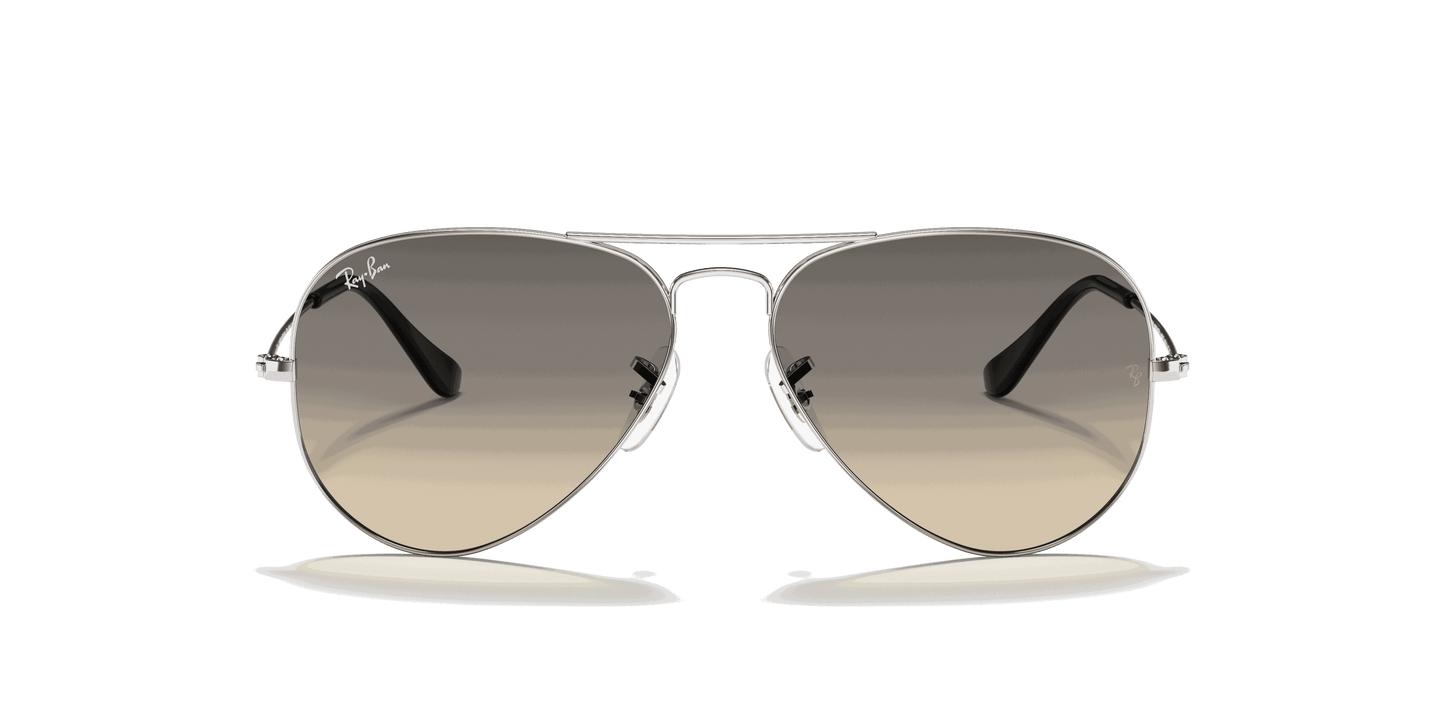 [Grey Gradient Lenses, Polished Silver Frame]