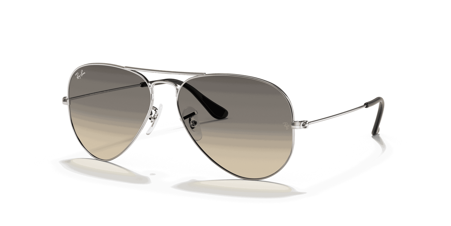 [Grey Gradient Lenses, Polished Silver Frame]