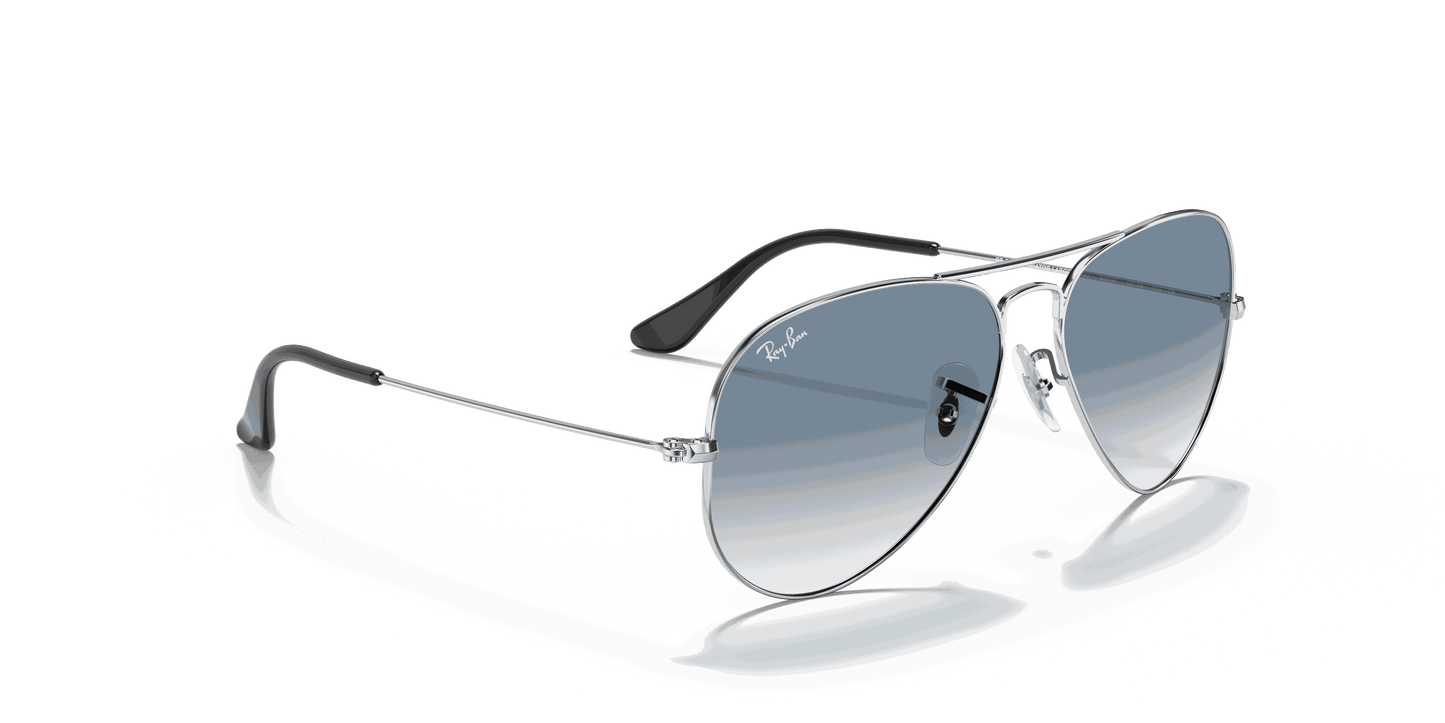 [Light Blue Gradient Lenses, Polished Silver Frame]