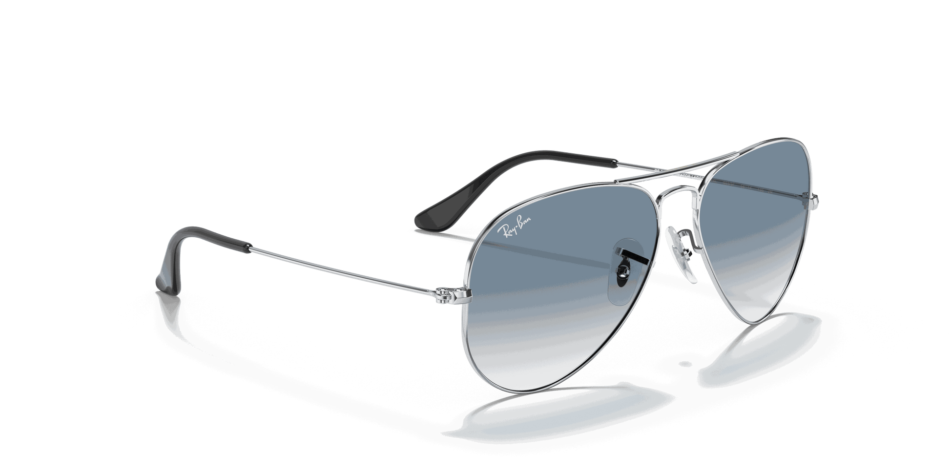 [Light Blue Gradient Lenses, Polished Silver Frame]