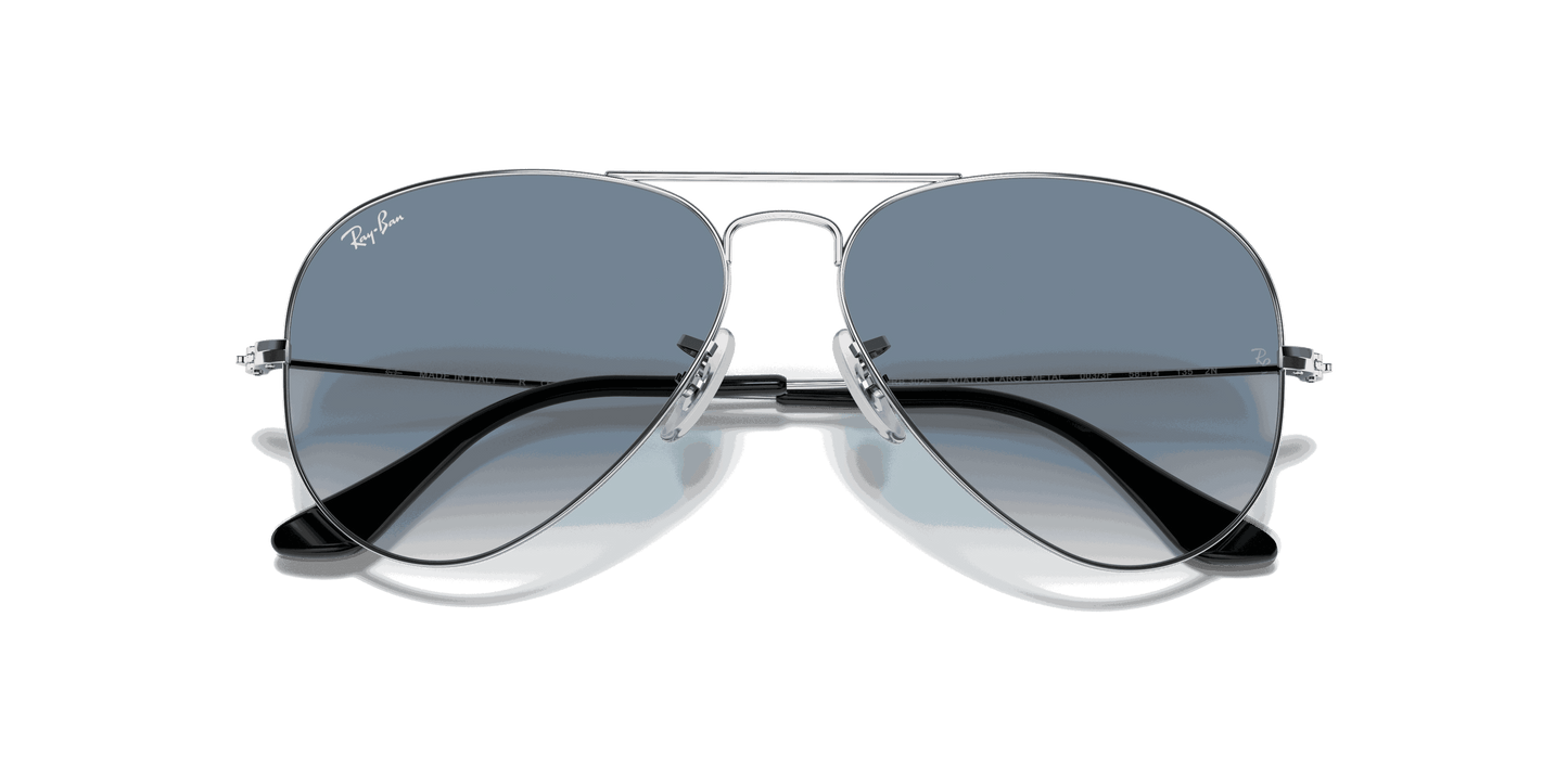 [Light Blue Gradient Lenses, Polished Silver Frame]