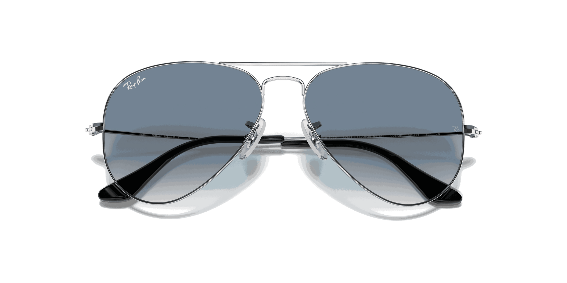 [Light Blue Gradient Lenses, Polished Silver Frame]