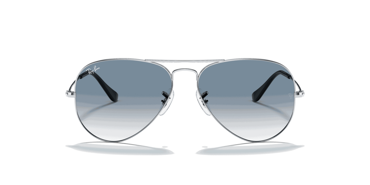[Light Blue Gradient Lenses, Polished Silver Frame]