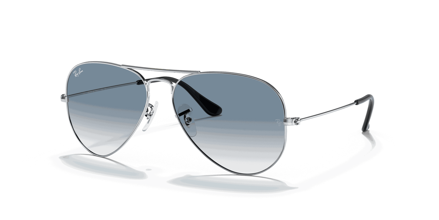 [Light Blue Gradient Lenses, Polished Silver Frame]