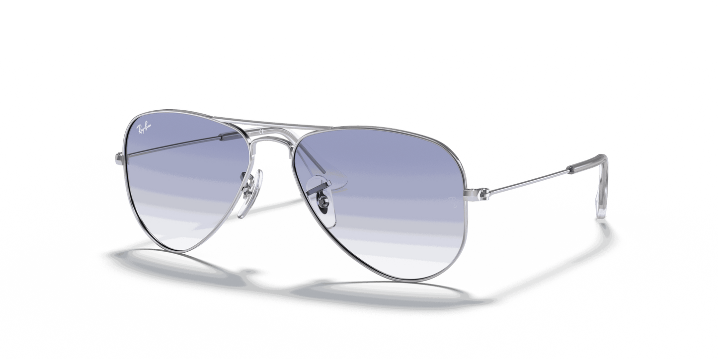 [Clear Gradient Light Blue Lenses, Polished Silver Frame]