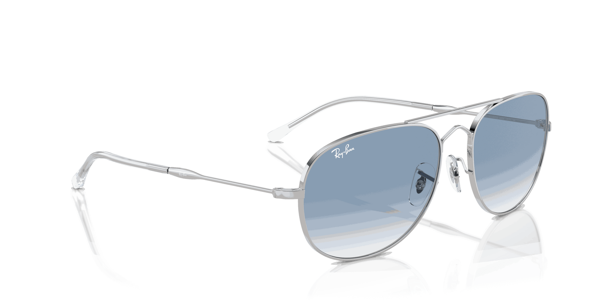 [Clear & Blue Lenses, Polished Silver Frame]