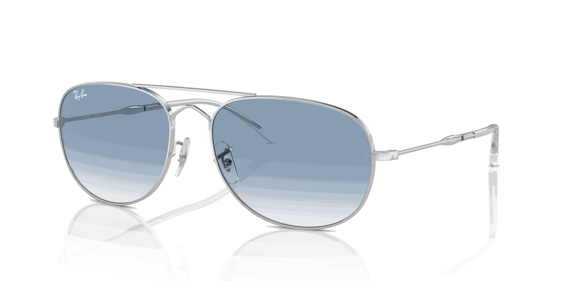 [Clear & Blue Lenses, Polished Silver Frame]