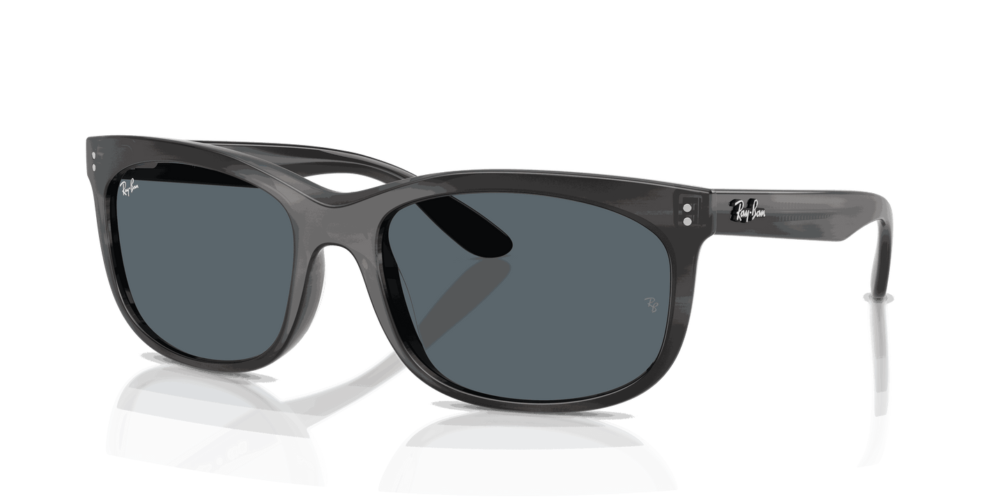 [Blue Lenses, Polished Striped Gray Frame]