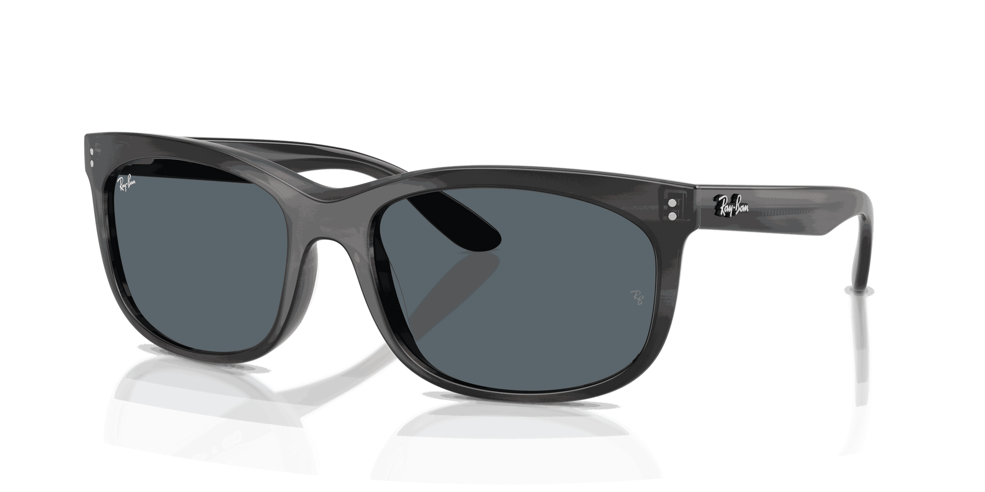 [Blue Lenses, Polished Striped Gray Frame]