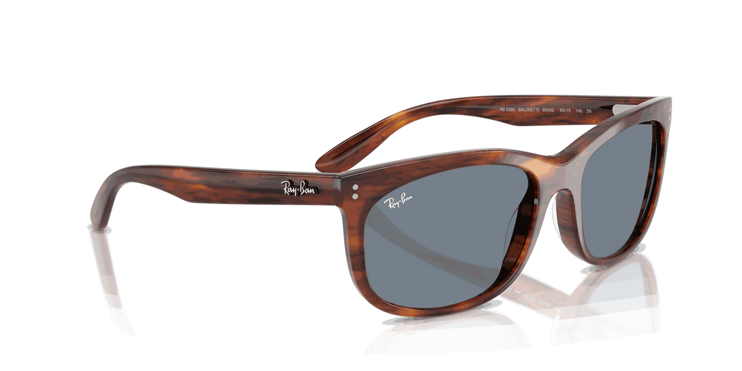 [Blue Lenses, Polished Striped Havana Frame]