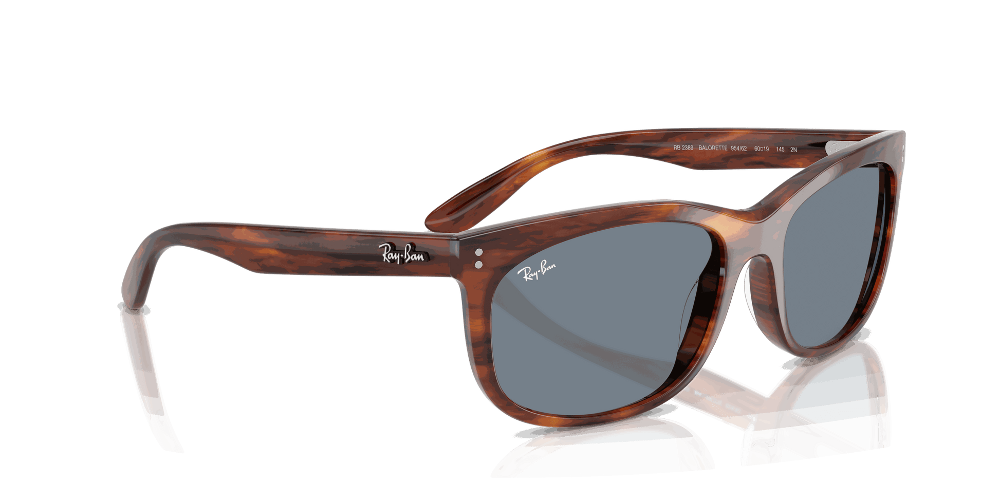 [Blue Lenses, Polished Striped Havana Frame]