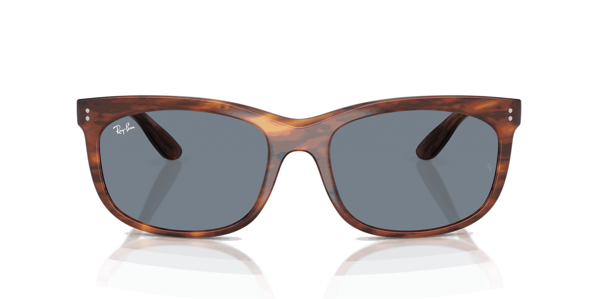 [Blue Lenses, Polished Striped Havana Frame]