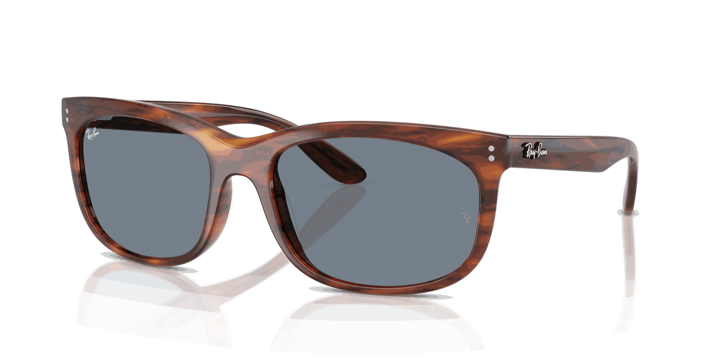 [Blue Lenses, Polished Striped Havana Frame]