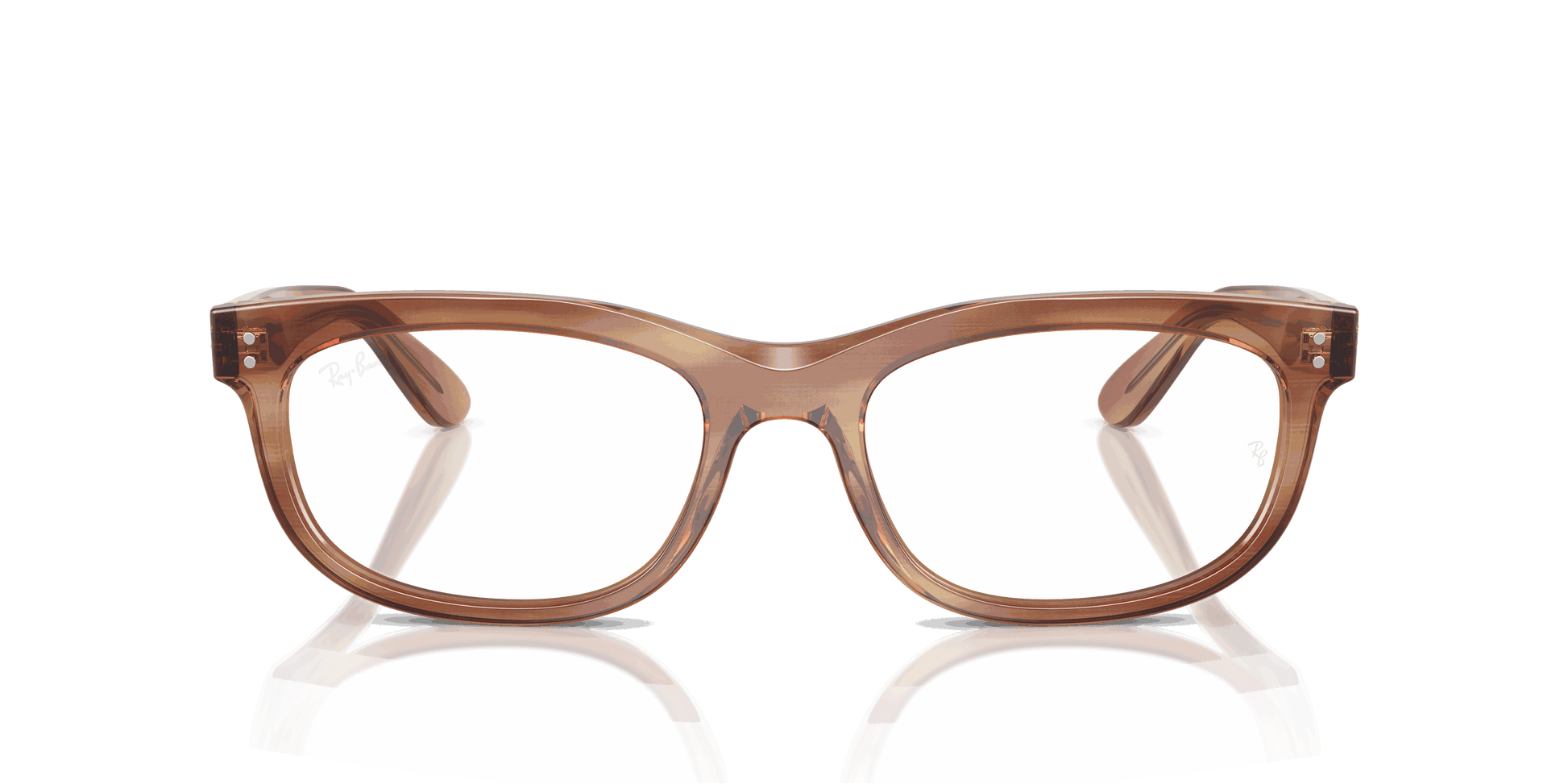 [Clear Lenses, Polished Striped Brown Frame]