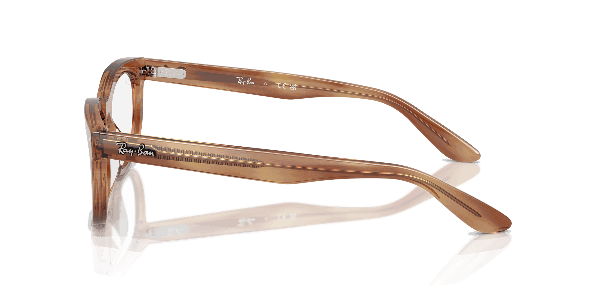 [Clear Lenses, Polished Striped Brown Frame]