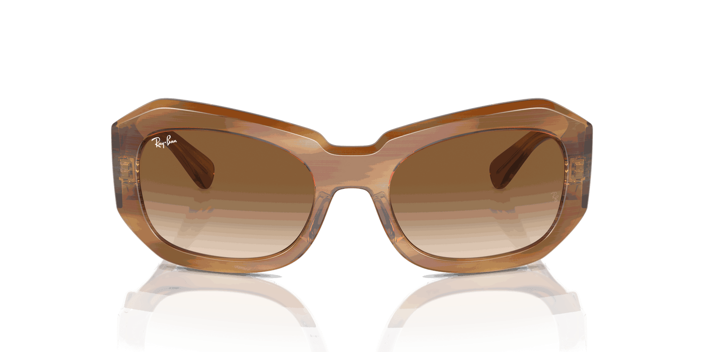 [Clear & Brown Lenses, Polished Striped Brown Frame]