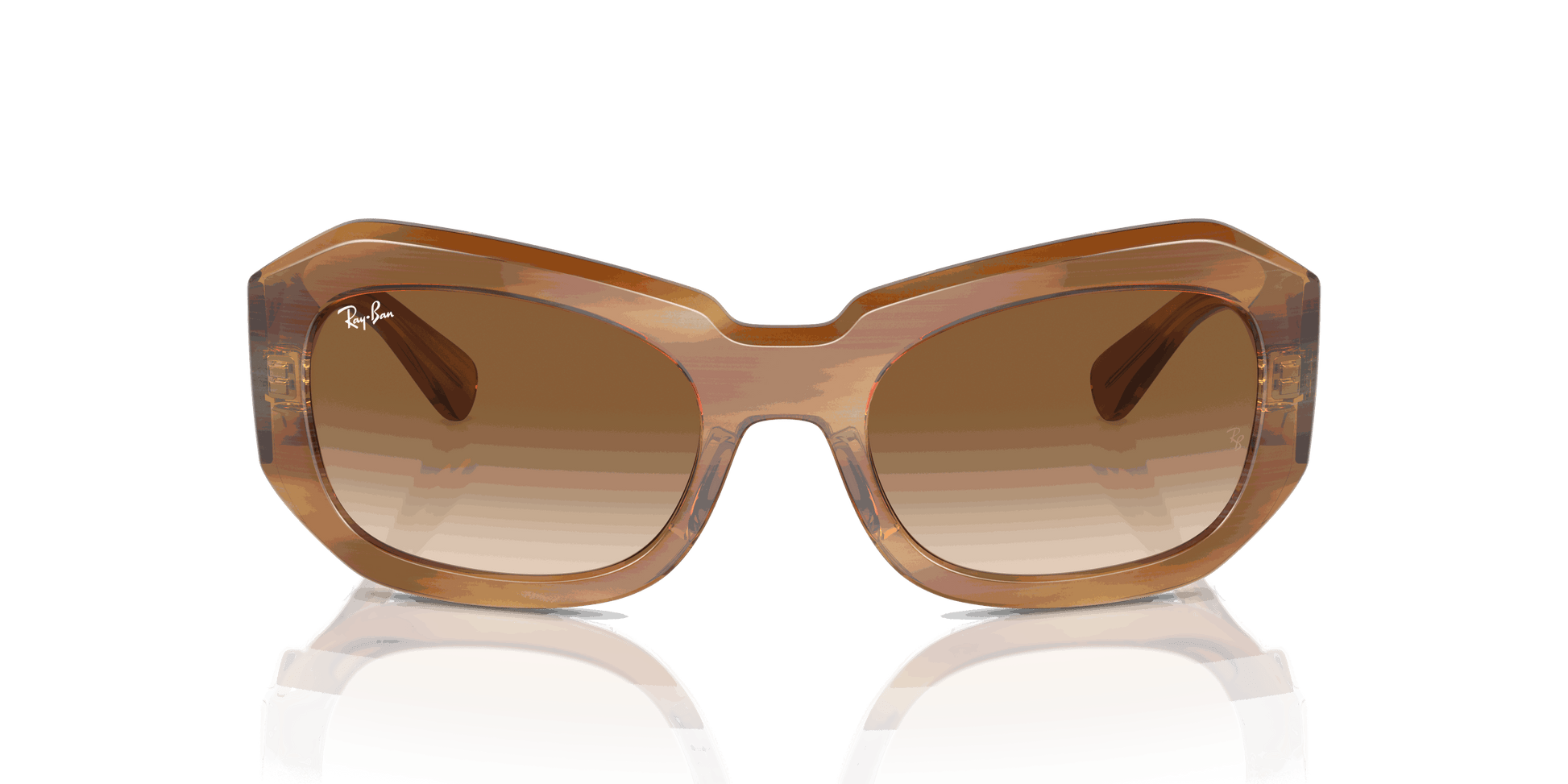 [Clear & Brown Lenses, Polished Striped Brown Frame]