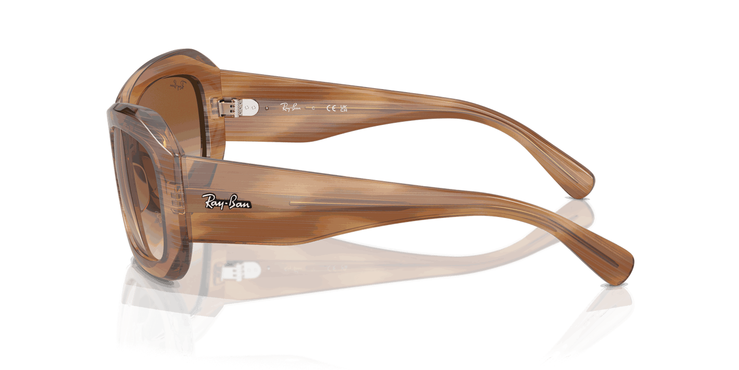 [Clear & Brown Lenses, Polished Striped Brown Frame]