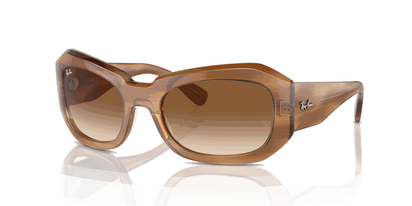 [Clear & Brown Lenses, Polished Striped Brown Frame]
