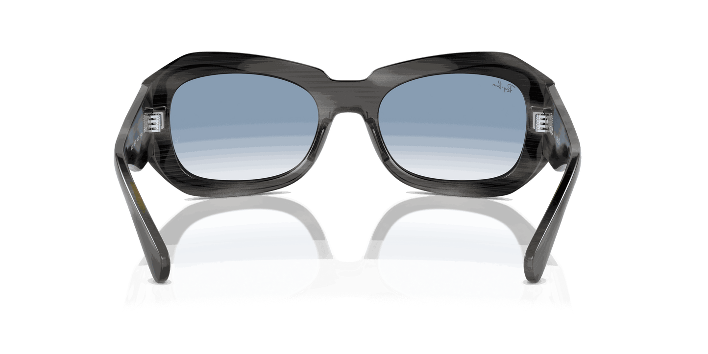 [Clear & Blue Lenses, Polished Striped Grey Frame]