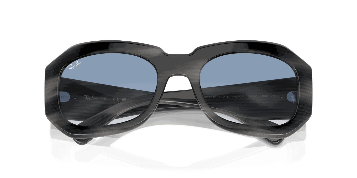 [Clear & Blue Lenses, Polished Striped Grey Frame]