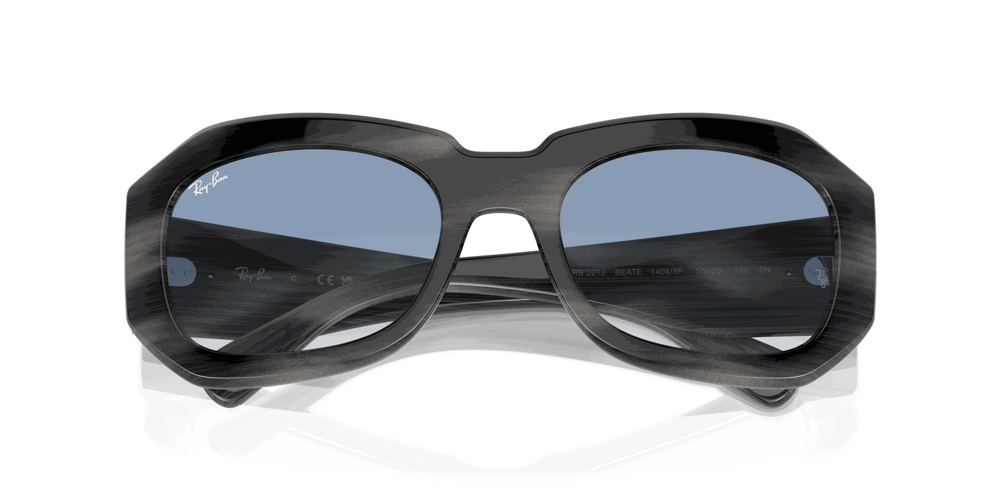 [Clear & Blue Lenses, Polished Striped Grey Frame]