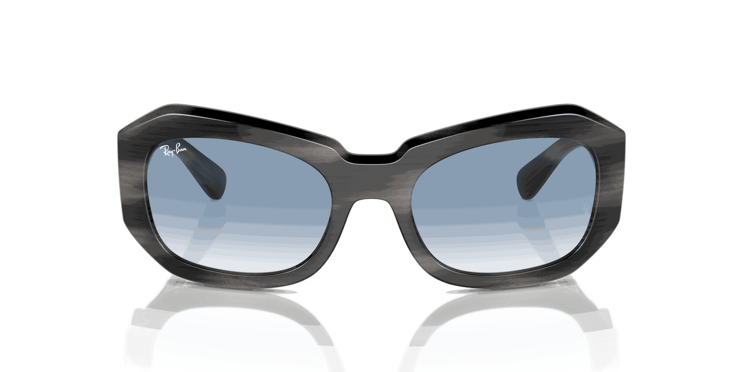 [Clear & Blue Lenses, Polished Striped Grey Frame]